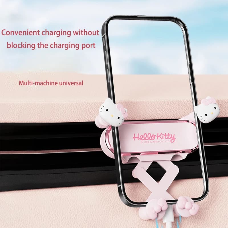 Hello Kitty Car Cell Phone Support Air Grip Navigation Support Cartoon Anti-Shock Anti-Slip Universal Accessories Kawaii