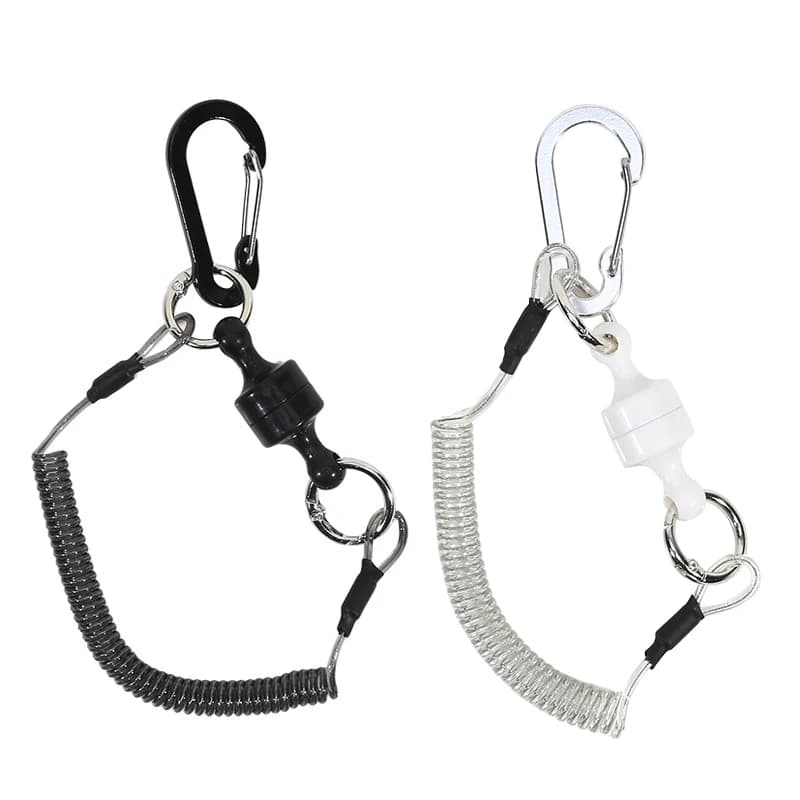 Supporto Magnetico per Rilascio di Reti con Cordino a Spirale, Attrezzi per la Pesca a Mosca, Magnete Potente, Moschettone a Sgancio Rapido, Accessori con Corda Anti-Caduta