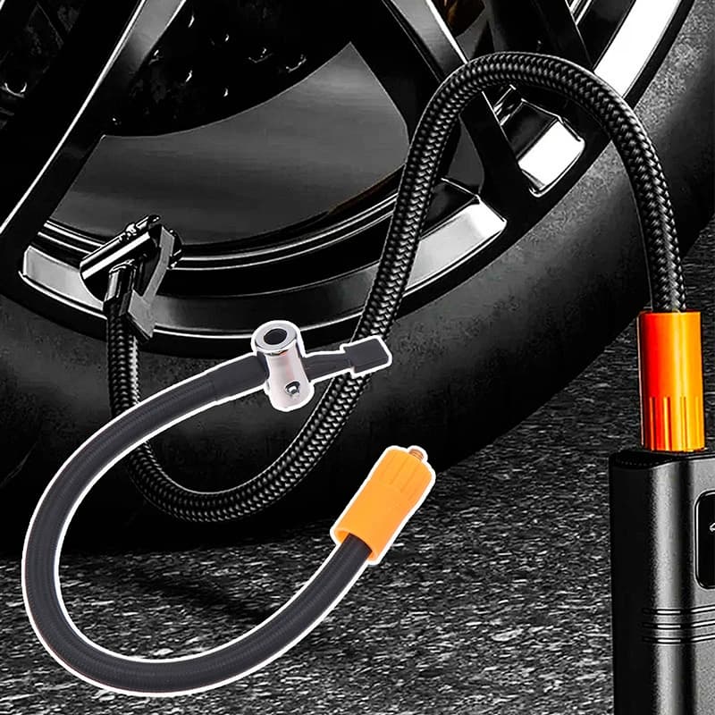 【F】1 Pezzo Adattatore per Tubo di Gonfiaggio a Filettatura Fine 30CM, Tubo Gonfiatore Pneumatici Auto con Attacco Aria M6 e Valvola Standard