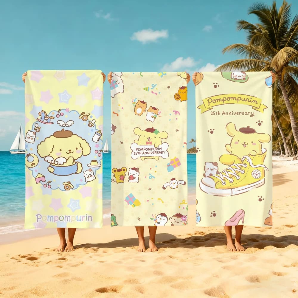Asciugamano P-pom Kawaii P-pom Purin, morbido e ad asciugatura rapida, ideale per piscina, viaggi, palestra, doccia, campeggio e sport.