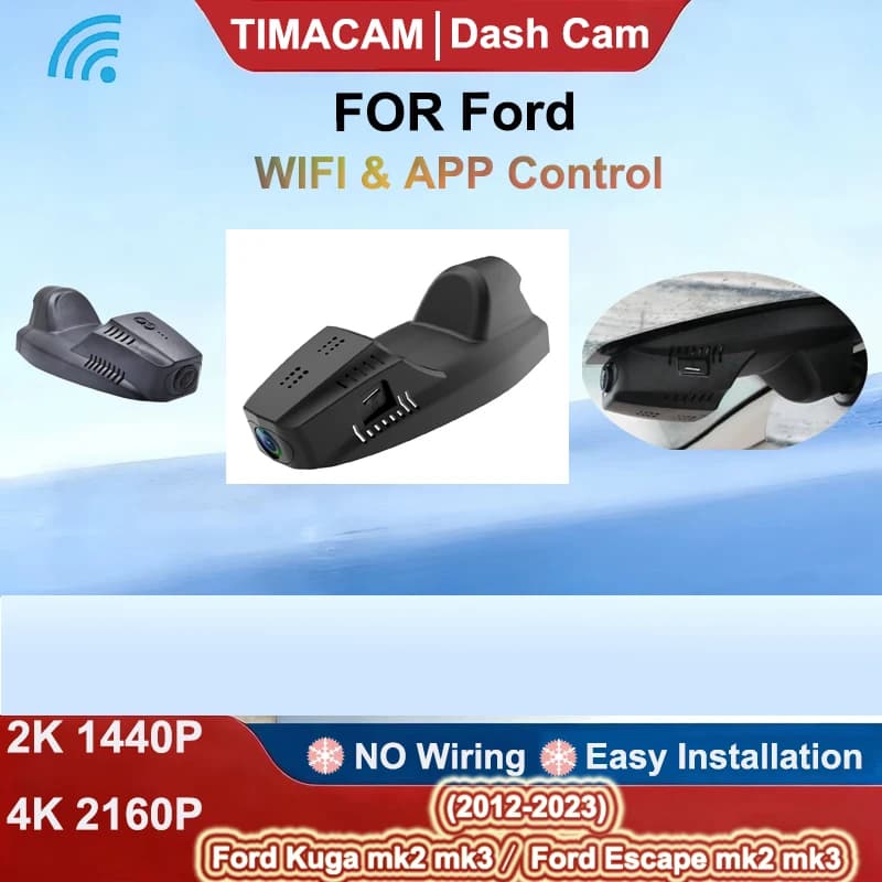Telecamera da cruscotto DVR 2K/4K con Wi-Fi per Ford Kuga Escape MK2 MK3 2012-2022
