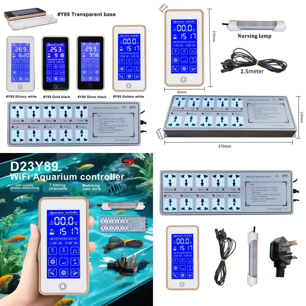 D23Y89 JaBo Presa Intelligente WiFi con Timer, Forma Rettangolare Resistente, Accessorio per Smartphone per Acquari e Networking
