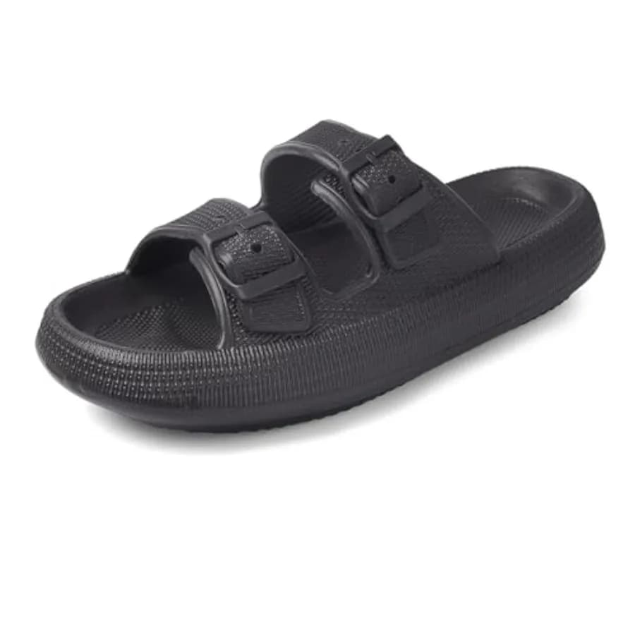 Sandali Comfort per Donna e Uomo, Ciabatte Imbottite con Doppia Fibbia, Asciugatura Rapida, Regolabili, Suola Spessa Ammortizzata in EVA, Sandali Piatti