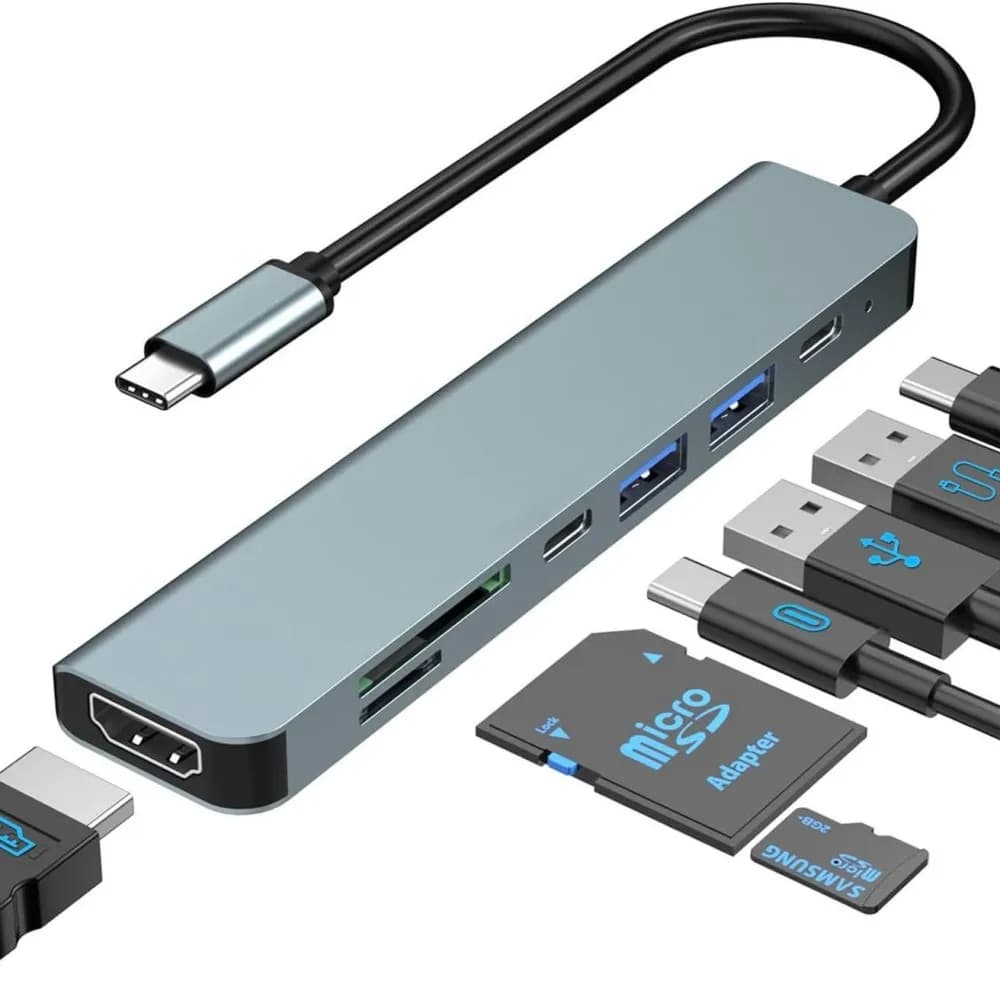 7 in 1 Type C USB 3.1 HDTV 4K 30Hz Video USB SD TF Card Slot Reader Data USB-C PD Charging Hub Adapter for Macbook