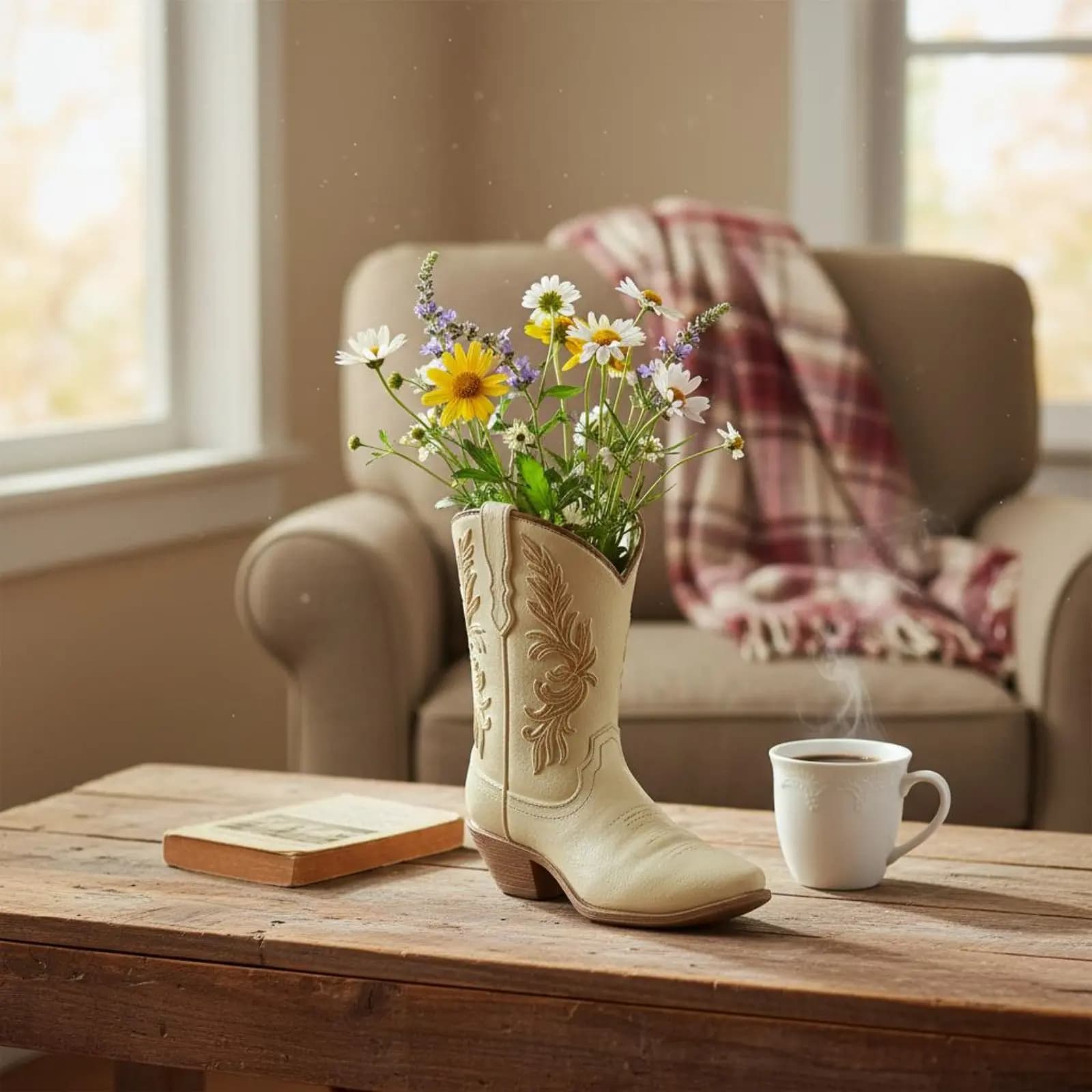 Vaso a Forma di Stivale in Resina, Contenitore Decorativo per Fiori, Ornamento da Tavolo Unico per Arredamento Casa