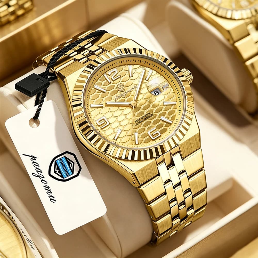 PAAZOMU Orologio da Polso da Uomo di Alta Gamma in Acciaio Inossidabile Impermeabile Luminoso Casual con Data e Giorno Elegante Orologio al Quarzo da Uomo