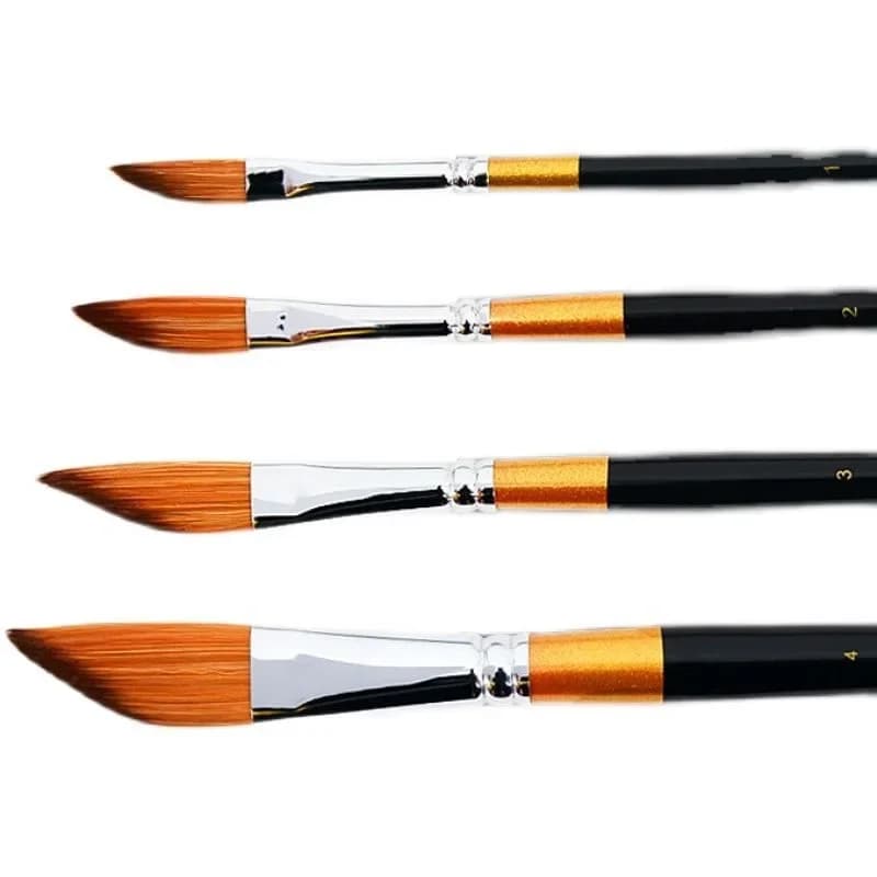 6 pcs set Slant head blade short rod pull line brush nylon hair gouache watercolor pen art raw special acrylic oil paint brush