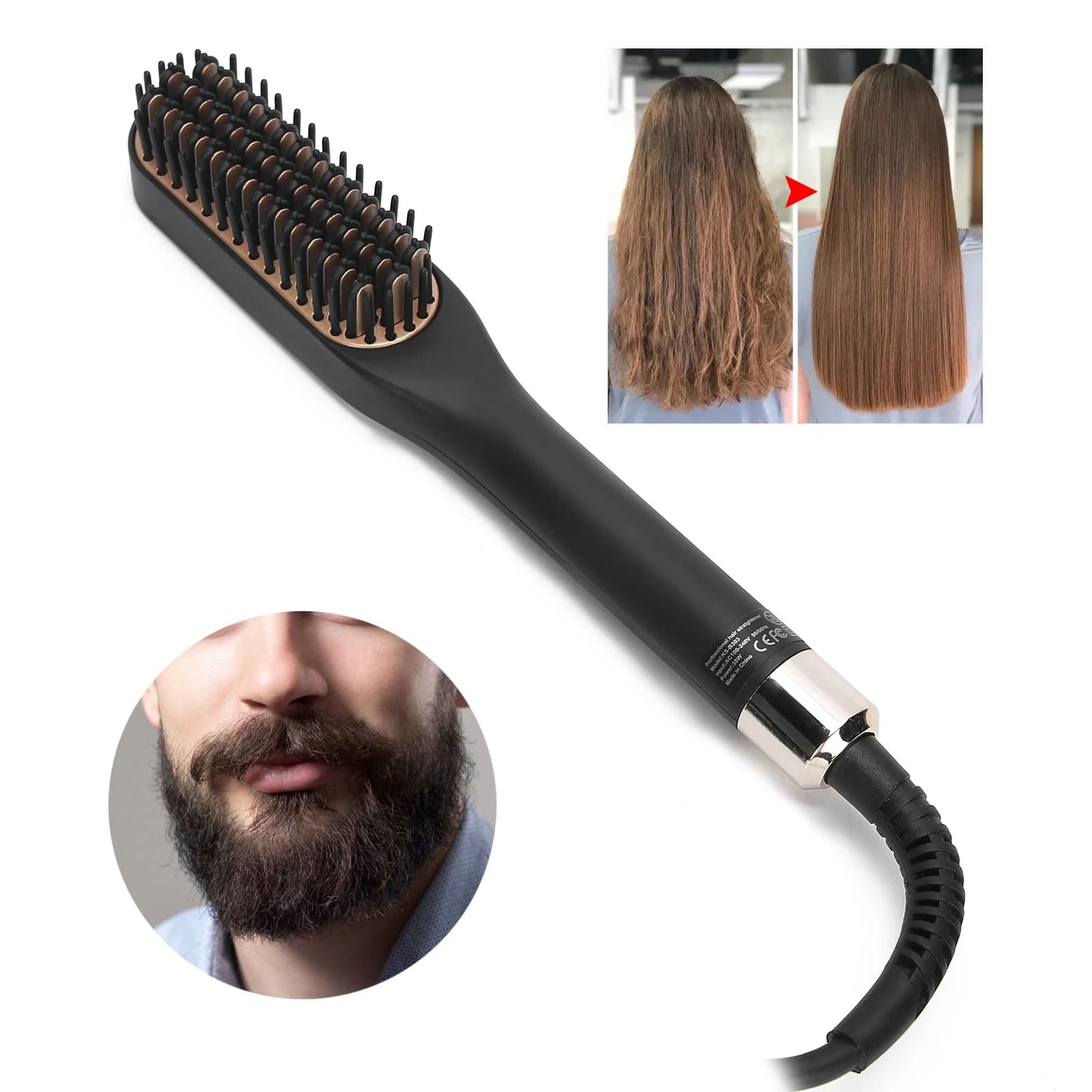 Pettine per lisciare la barba elettrico Spazzola per lisciare la barba multifunzionale Strumento per lo styling dei capelli per uomo