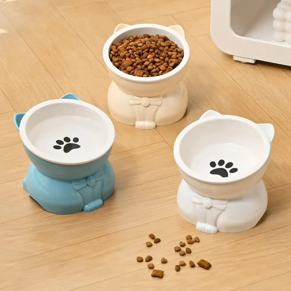 Ciotola in Ceramica per Gatti, Ciotola Creativa Inclinata per Cani, Contenitore Antiscivolo per Cibo e Acqua per Animali Domestici
