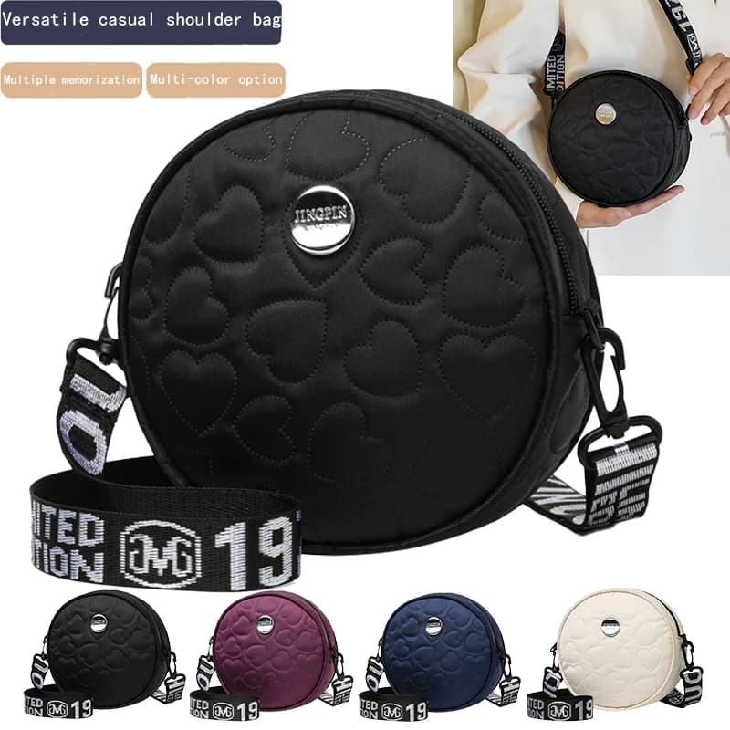 Elegante Borsa a Tracolla Circolare Imbottita, Stilosa Borsa Rotonda Trapuntata per Donne, Ideale per Feste, Viaggi e Uso Quotidiano