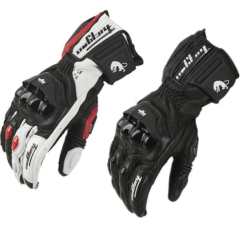 Guanti da moto in vera pelle da uomo, antivento, per equitazione all'aperto, guanti da motocross, touch screen, attrezzatura protettiva per motociclismo