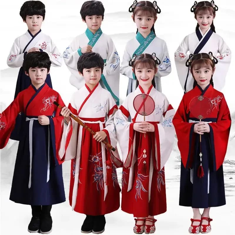 Abbigliamento tradizionale cinese vintage per bambini Ragazzi Ragazze Donne Abito Hanfu Tang Suit Bambini Bambini Costume cosplay di Halloween