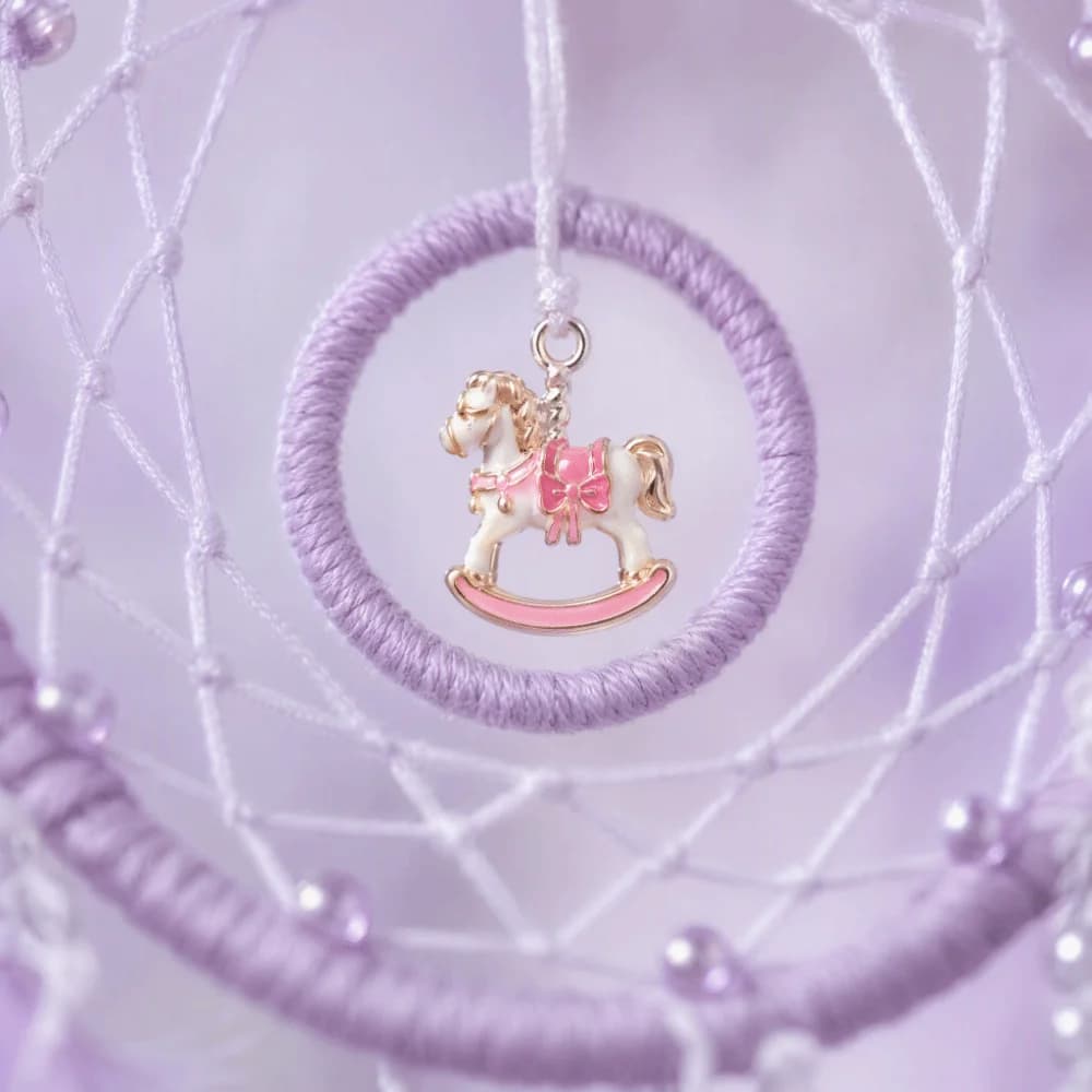 Iron Ring Dream Catcher Wall Hanging Purple Woven Net Feather Dream Catcher 20.47in Horse Decor Dream Catcher Car Interior
