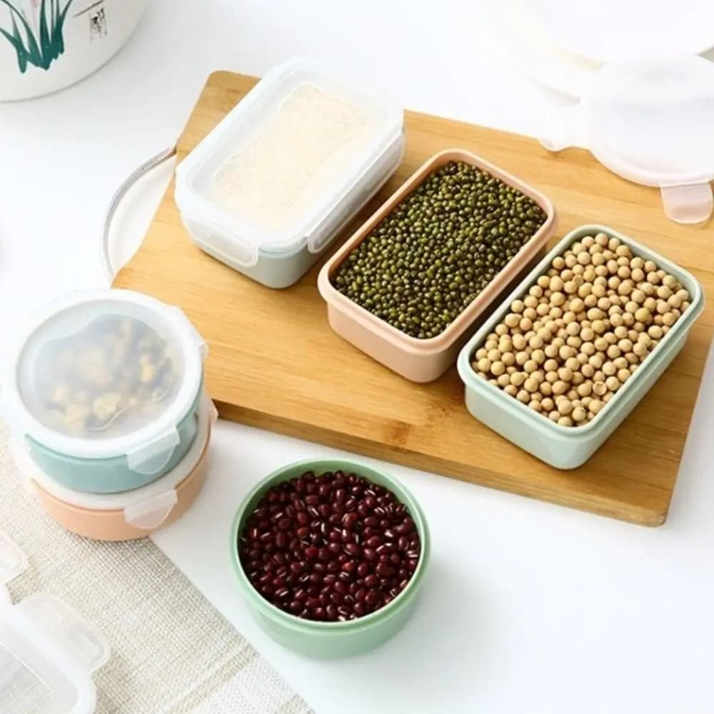 5PCS Breathable Rectangle Shape Portable Lunch Box Blue/Green/Pink Plastic Meal Prep Container Snack Container For Refrigerator