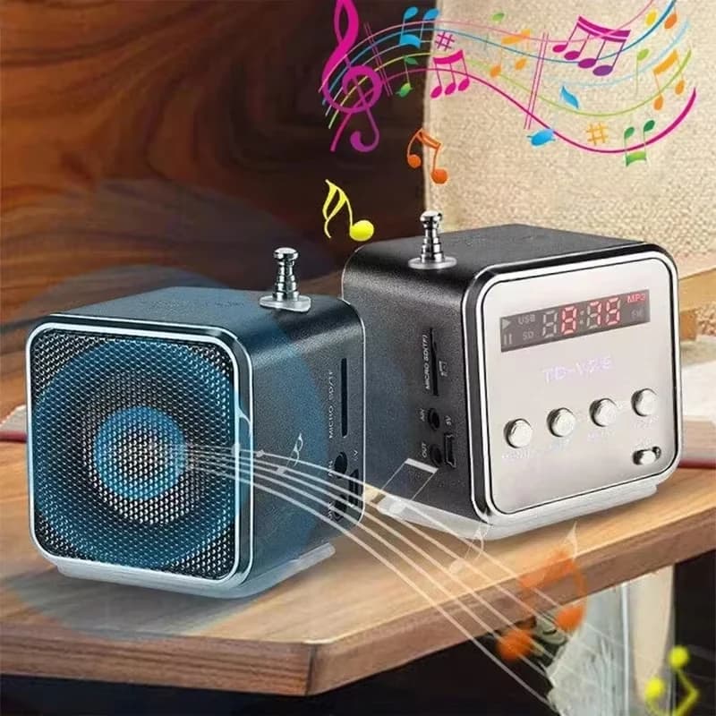 Altoparlante TD-V26 Mini ricevitore radio FM Lettore musicale MP3 Soundbar LCD Supporto scheda SD TF Altoparlante stereo per musica per PC e laptop