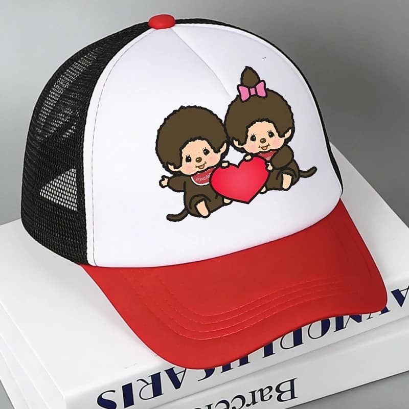 Cappellini da Baseball in Rete Monchhichi con Personaggi dei Cartoni Animati, Cappelli Sportivi per Adulti e Bambini, Nuovi Cappellini Estivi con Visiera Parasole per Ragazzi e Ragazze, Regalo