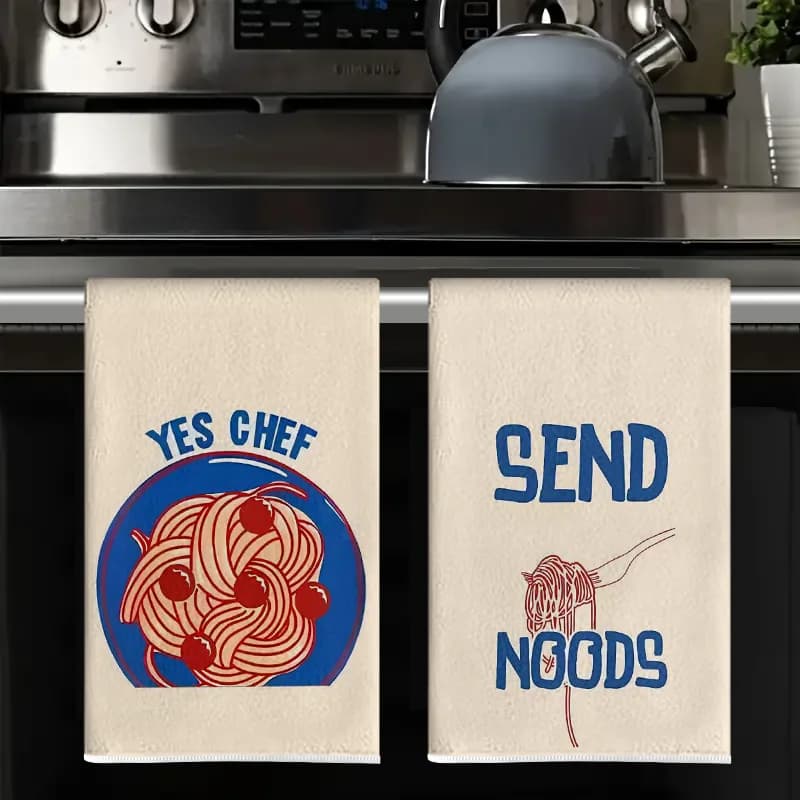 2 pezzi, divertenti strofinacci da cucina a tema pasta, set di strofinacci da 40 cm x 60 cm, panno per la pulizia super assorbente e morbido, strofinaccio per cucinare e preparare dolci, asciugamano per le mani, panno per la pulizia, strofinaccio, decorazione per la cucina, decorazioni per il soggiorno, articoli essenziali per la cucina, articoli essenziali per la casa