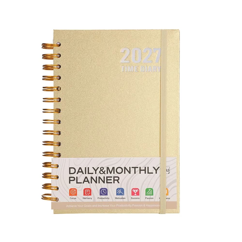 New A5 2027 Schedule Planner English 336 Pages Daily Notepad Thick Paper with Elastic Band Agenda Planning Notebook Work