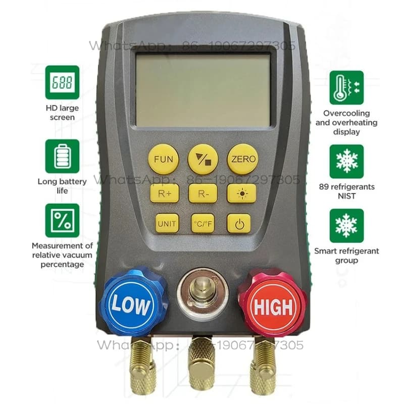 DY517 Refrigerazione per auto Tester digitale per collettore di pressione del vuoto Strumento per valvole per manometro di temperatura dell'aria condizionata