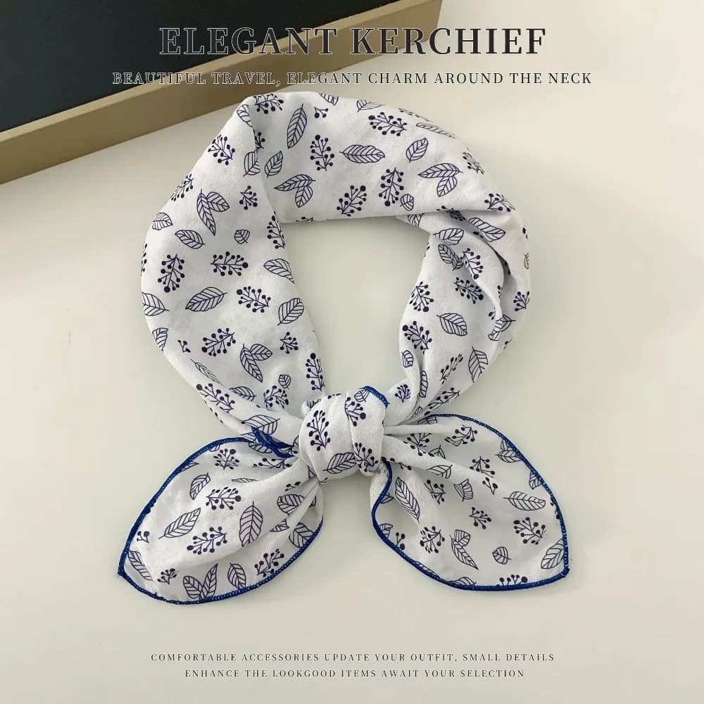 Simple Cashew Small Square Scarf Cherry Flower Cotton Linen Print Scarves Scarf Hair Band Headband Printed Silk Scarf Vacation