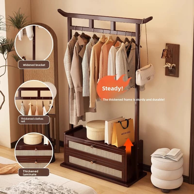 Multi-functional Hanging hanger Floor-to-ceiling household hanging clothes rack Bold and thickened bedroom coat rack