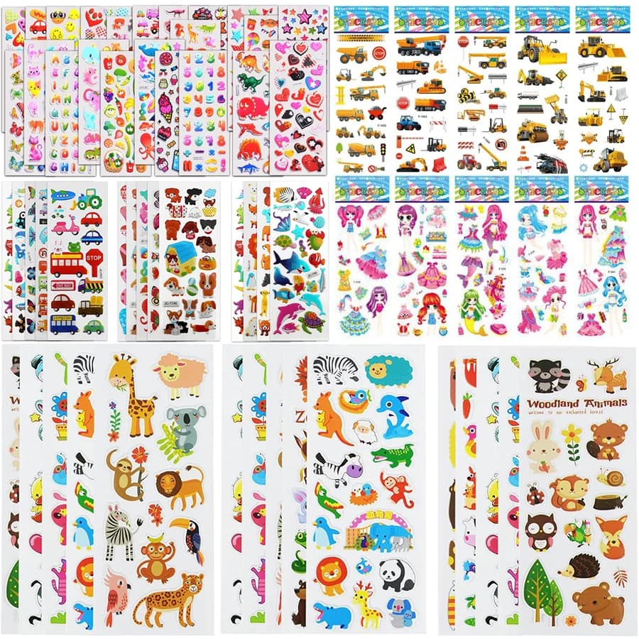 12/24 pezzi adesivi a bolle di cartone animato 3D più di 100+ stili adesivi graffiti decorativi casuali fai da te per laptop bagagli diario