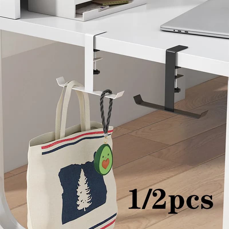 1/2pcs Adjustable Desk Edge Hook Without Punching Office Desktop Edge Hanging Bag Hook Student Backpack Storage Hanging Hook