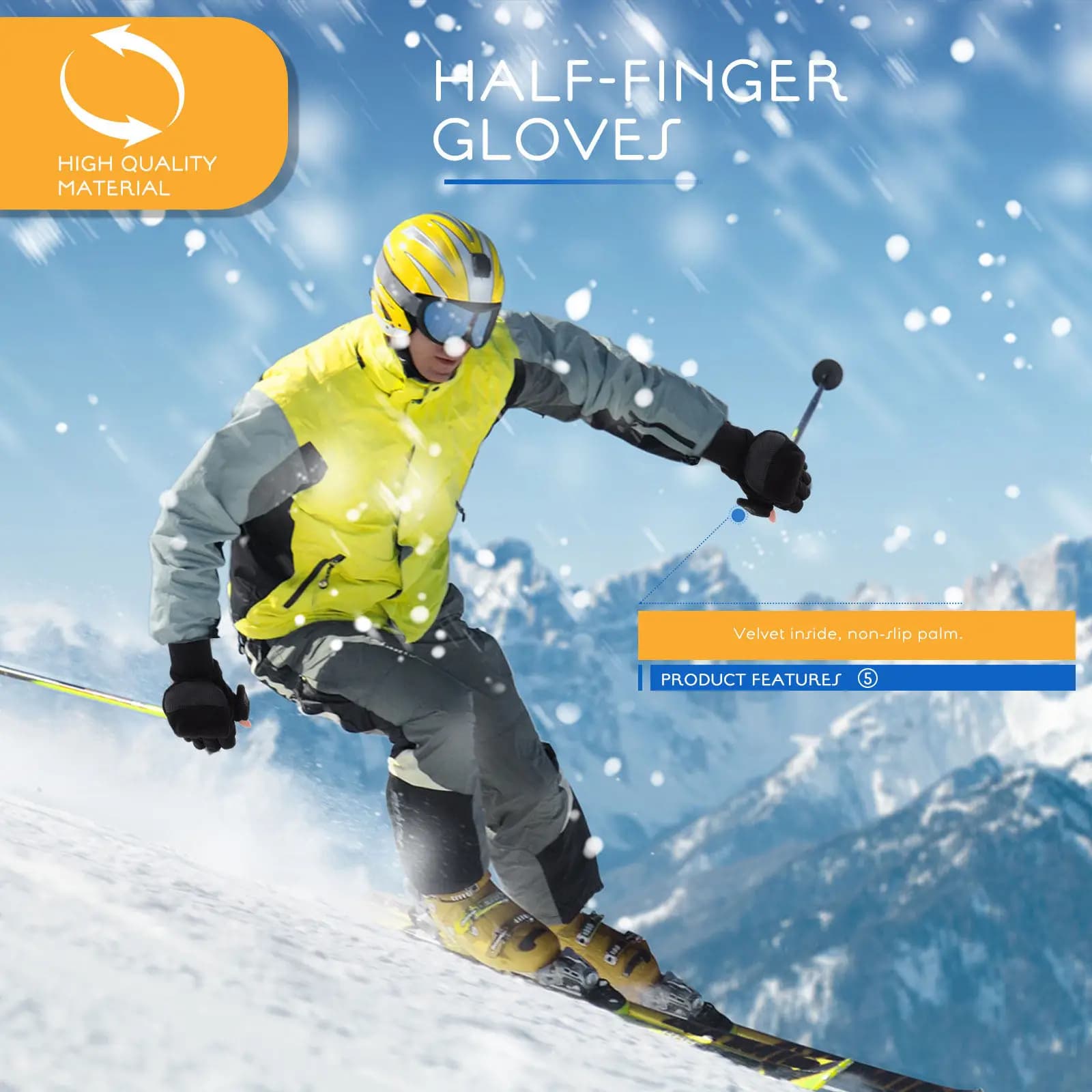1 paio di guanti caldi autunno inverno in pile polare, guanti termici antiscivolo per esterni, touchscreen, a mezze dita, per guida e ciclismo