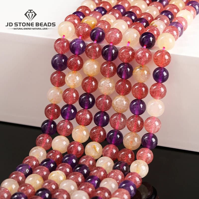 Commercio all'ingrosso 6 8 10mm naturale misto perline di quarzo liscio cristallo colorato distanziatore sciolto per gioielli che fanno braccialetto collana fai da te