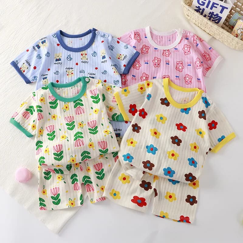 Nuovi bambini Ragazzi Ragazze Set di abbigliamento estivo Bambini Simpatico cartone animato Stampa T-shirt a maniche corte Top con pantaloncini Pigiama per bambini