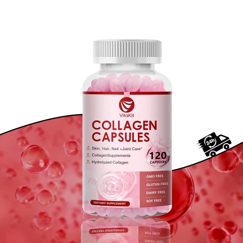 Potenti capsule di collagene idrolizzato con acido ialuronico, supporto antiossidante per la pelle, capelli, unghie, salute, vitamine e minerali