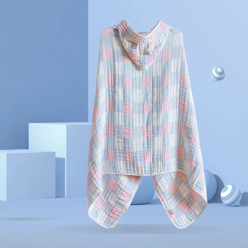 Bathroom towel with children's cap in pure cotton super soft with hat Wearable children's bathrobe Multipurpose blanket for nap Baby Changing Mat