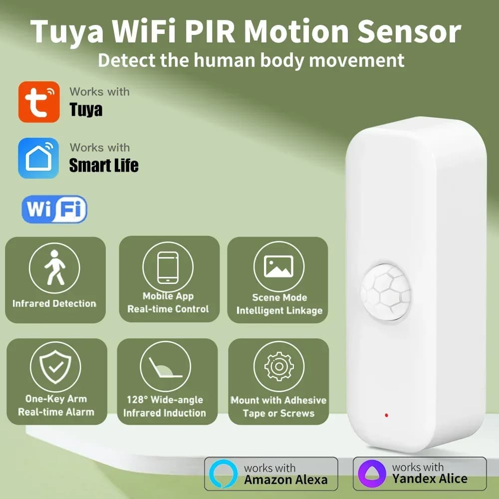 Tuya WiFI Zigbee Sensore di movimento PIR Sensore antifurto domestico intelligente per il corpo umano APP Controllo remoto Vita intelligente per lavori domestici intelligenti con A