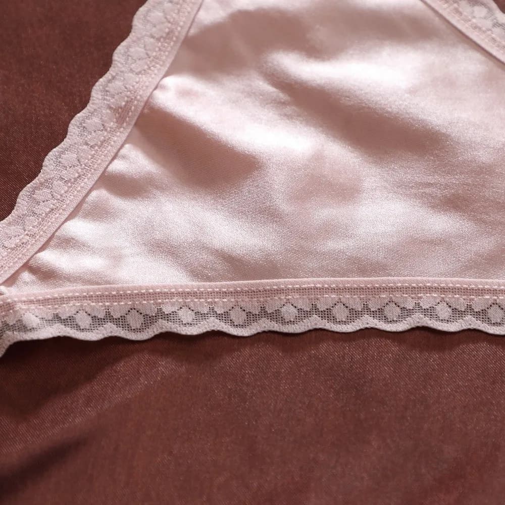 Comodi slip a vita bassa in pizzo con fiori, lingerie con cintura lucida, perizoma senza cuciture, slip in cotone con interno in pizzo, regali
