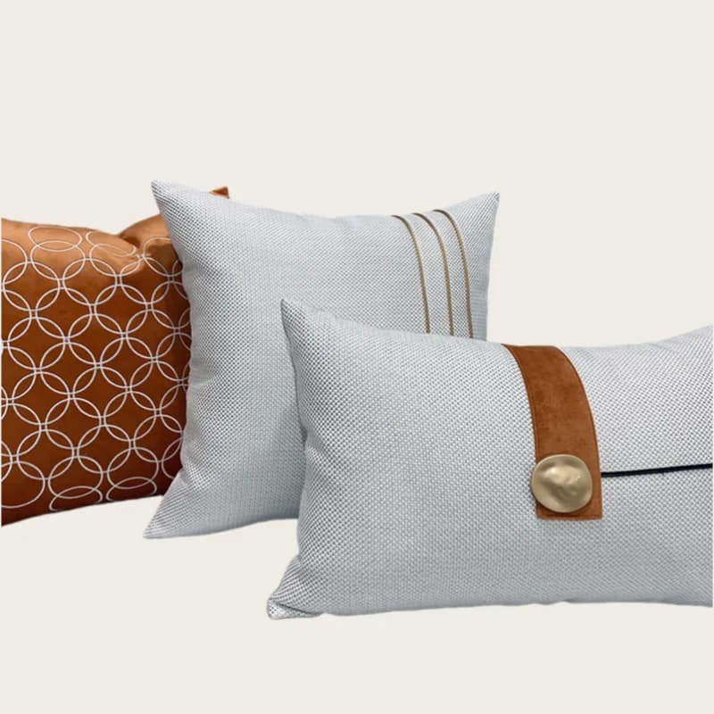Fodera per cuscino per divano moderna Schienale Fodera per cuscino lombare con federa patchwork marrone/grigio nebbioso