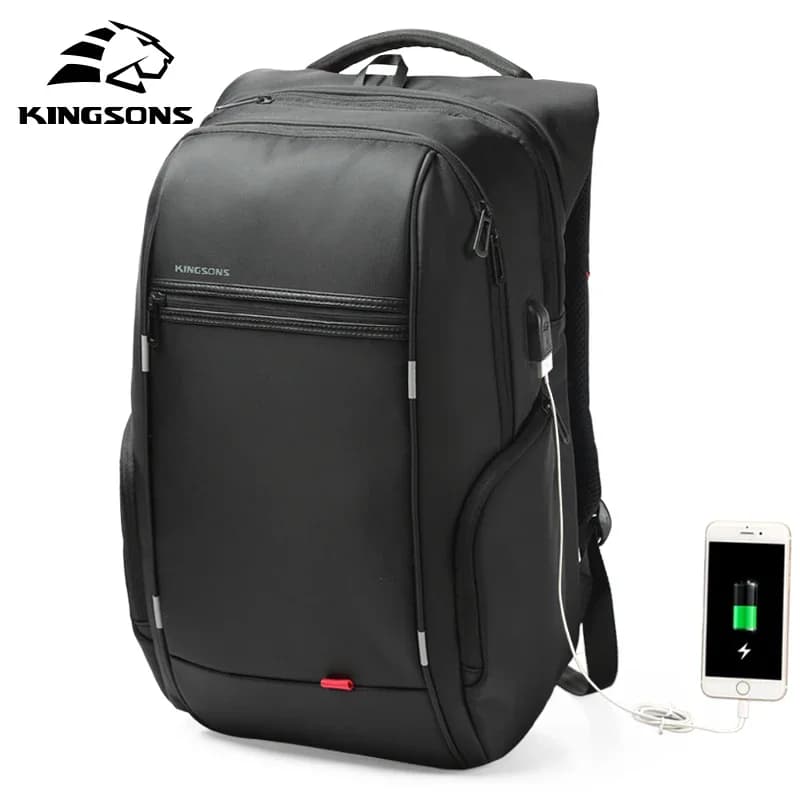 Kingsons Zaino impermeabile da uomo e da donna Zaino da scuola per uomo e donna con ricarica USB Zaino per laptop antifurto da 15,6,17,3 pollici 2024