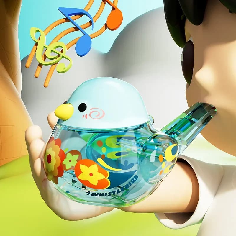 Fischietto per uccelli acquatici per neonati e bambini, giocattoli per l'apprendimento e l'educazione può aggiungere acqua per fischiare per l'addestramento dello strumento musicale