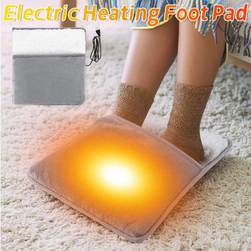 Winter Electric Foot Heating Pad USB Soft Plush Thermal Blanket Feet Foot Warming Mat Heating Slippers for Home Office Bedroom
