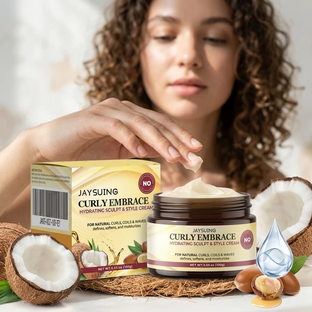 Moisturizing Curly Defining Cream Shaping Fluffy Anti Frizzy Wavy Hair Enhances Elasticity Shine Volumize Nourishes Curly Mousse
