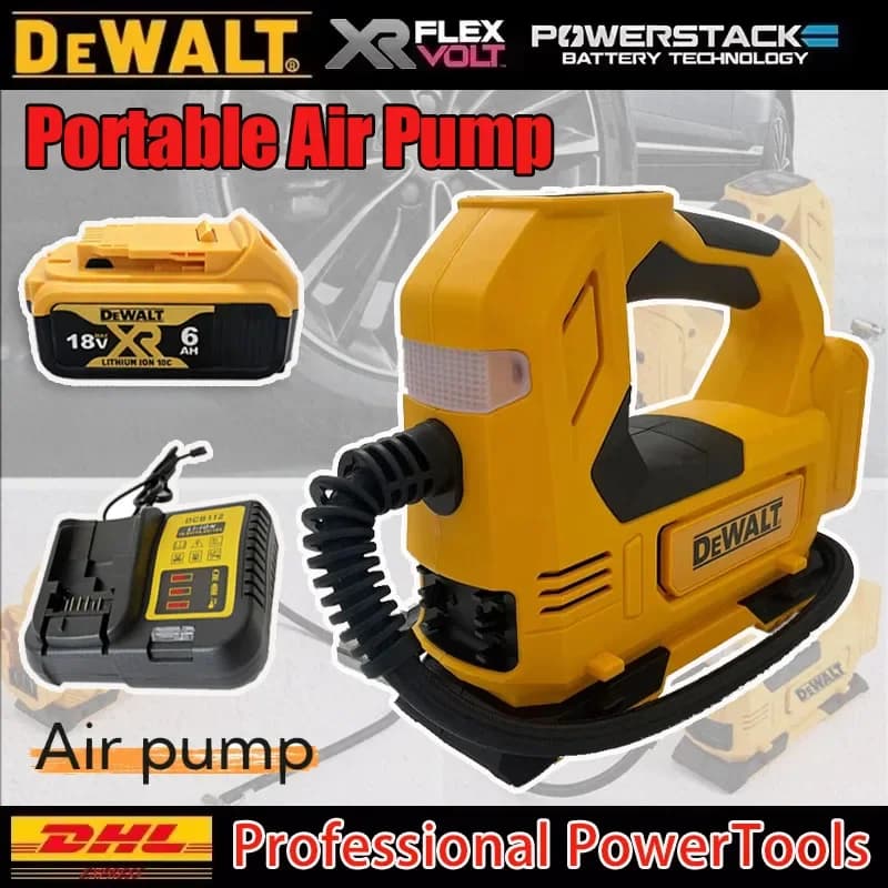 Pompa ad aria portatile DEWALT, gonfiatore senza fili per pneumatici auto, pompa elettrica per moto DEWALT con caricabatterie