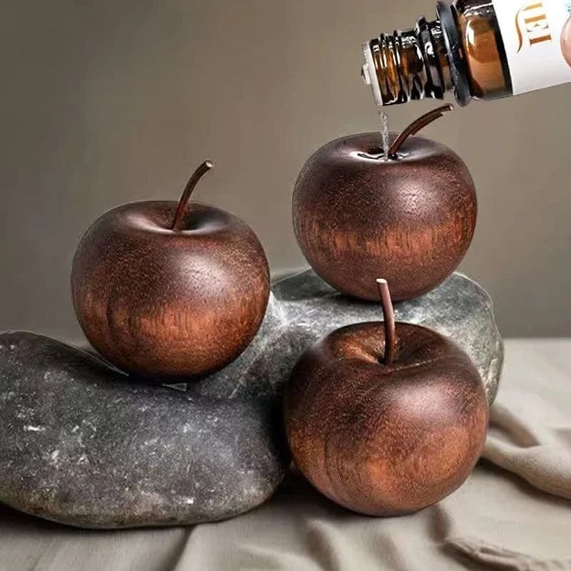 Natural Wooden Aromatherapy Diffuser-Apple-Shaped Essential Oil Diffuser,Suitable for Home,Car,Office Etc-Gift & Blessing Decor