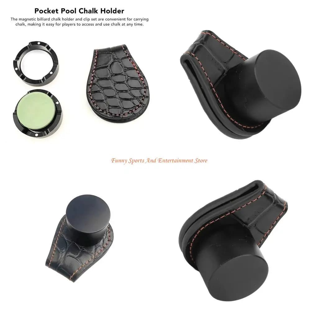 C4DE Biliardo Snooker Clip da cintura in pelle Custodia per gesso Borsa per gesso portatile in pelle Clip per gesso per gioco