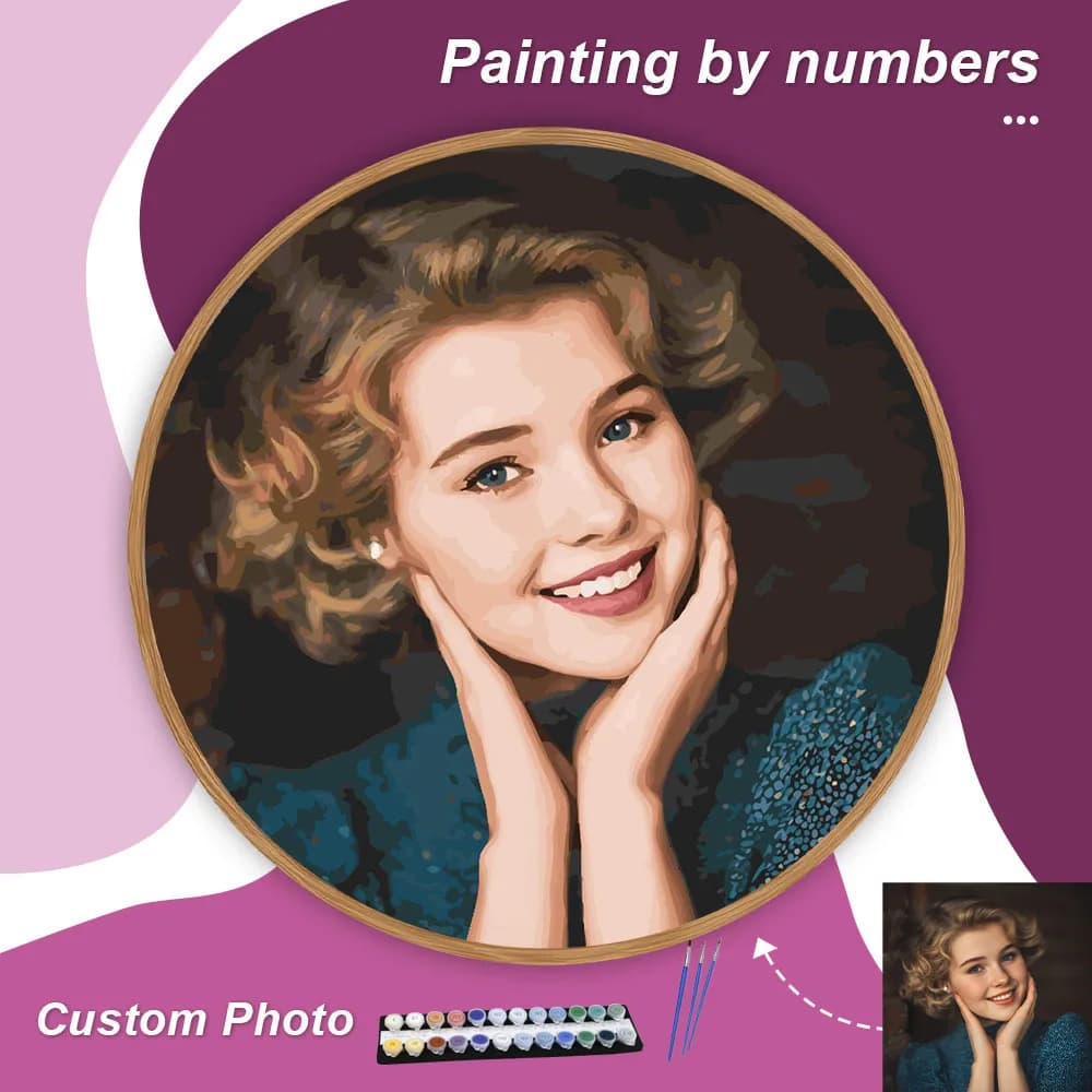 Custom Circular Round digital Paint By Numbers Photo Custom DIY Oil Painting By Number Picture Portrait Family Canvas Home Gift