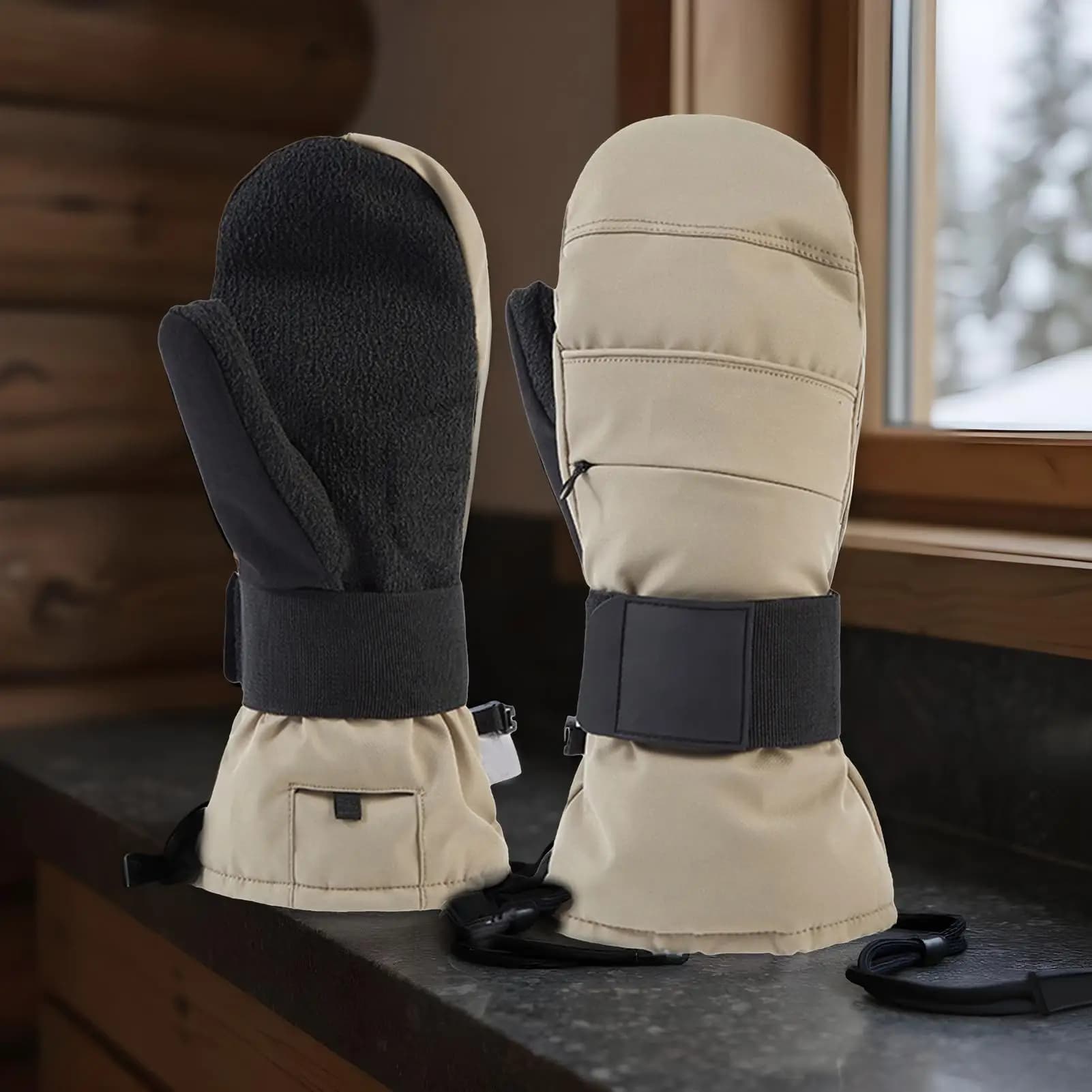 Guanti da moto invernali Guanti termici touchscreen con protezione da polso Guanti da ciclismo foderati in pile per uomo Sci da moto invernale