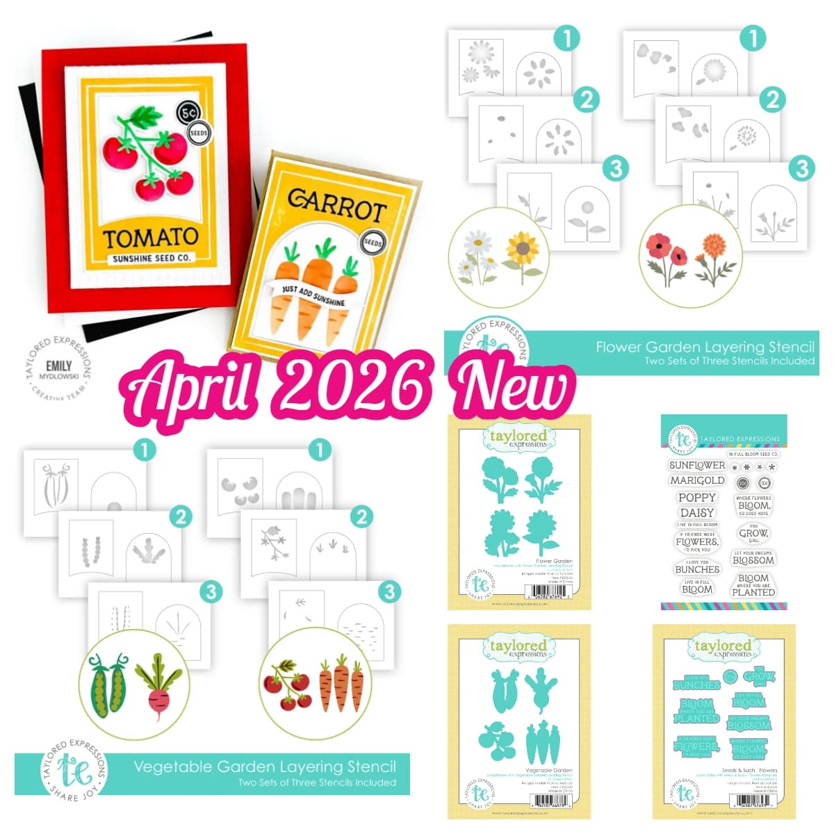 Taylored Seeds & Such - Stencil per fiori e giardini, fustelle in metallo per fai da te, scrapbooking e biglietti 2026 Nuovo
