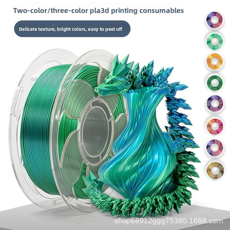Silk PLA 3D Printer Filament, Dual Color Blue & Green