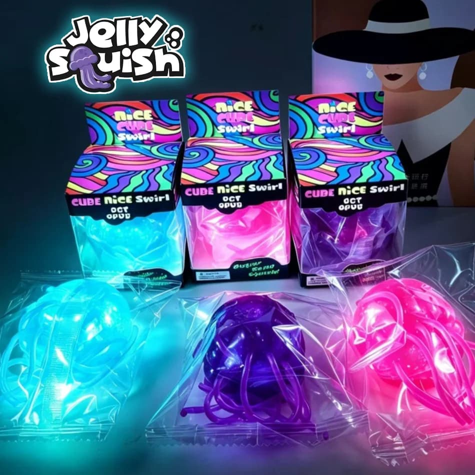 2026 Pallina Antistress Luminosa a Forma di Medusa e Cubo, Giocattolo Morbido in Gelatina per Alleviare lo Stress, Giocattolo Sensoriale per Bambini e Adulti