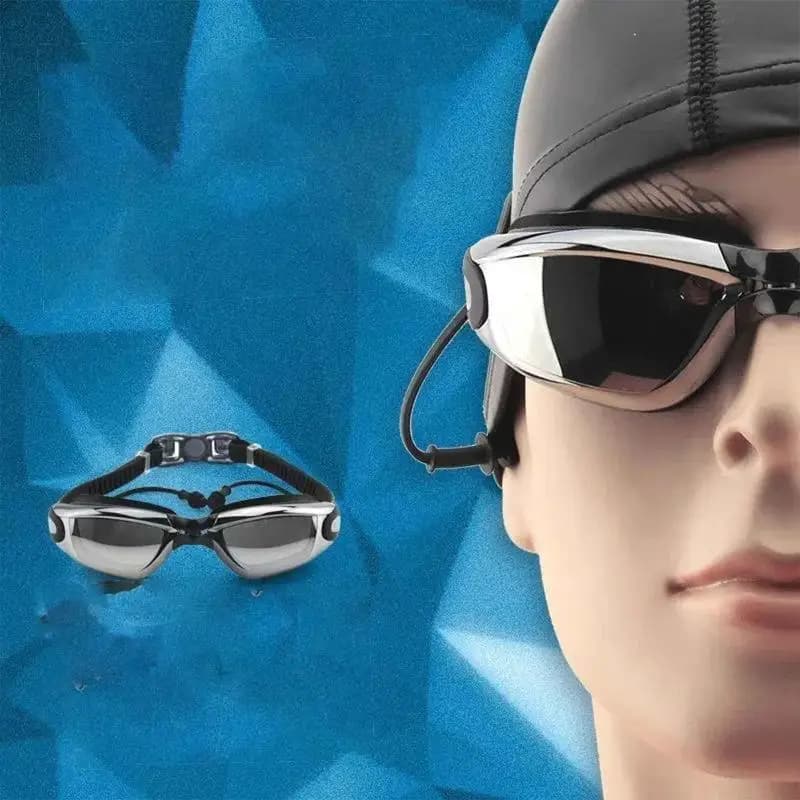 High-Tech Anti-fog Swimming Goggles Small Frame Silver-plated Lenses for Daily Use