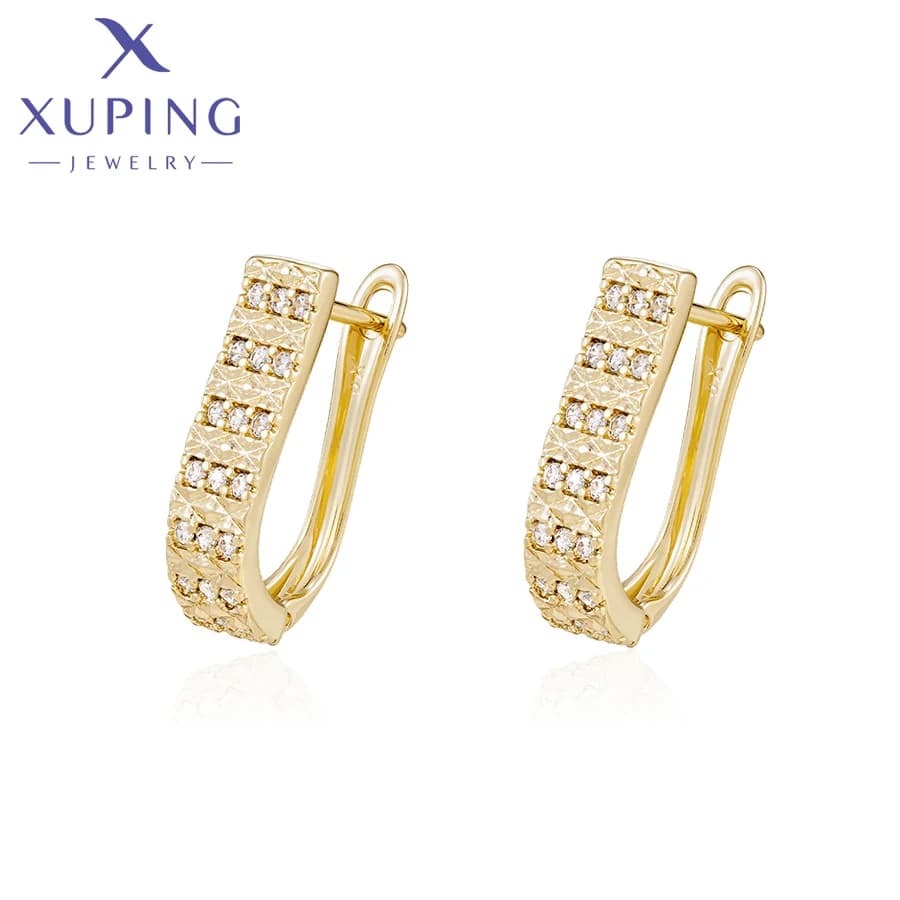 Xuping Jewelry Nuovi Arrivi Orecchini a Cerchio Color Oro Chiaro alla Moda per Donna, Regali Semplici per Feste X001211652