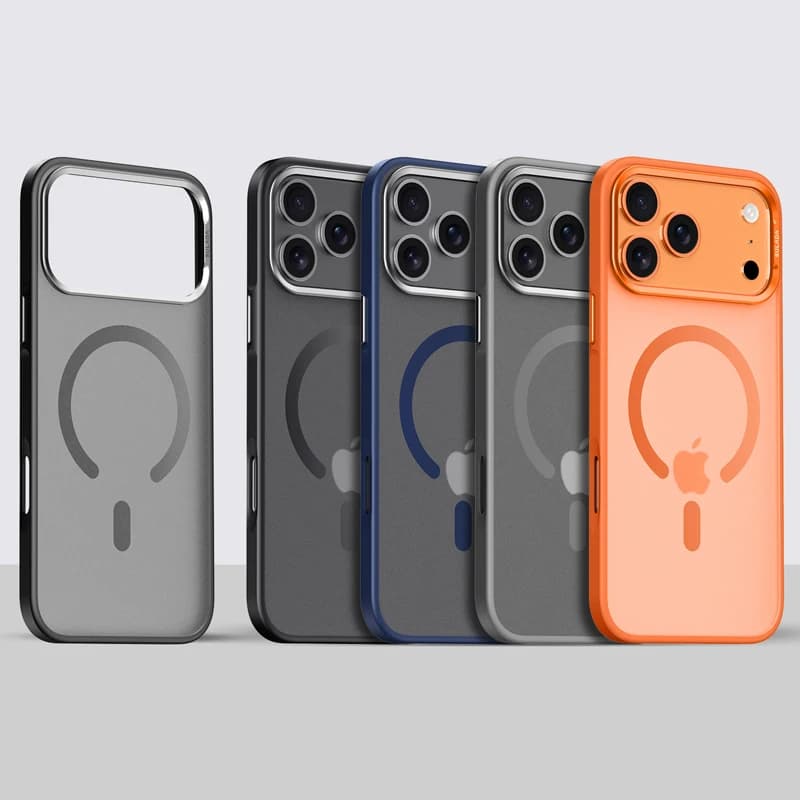 Cornice per obiettivo in lega di lusso opaca per custodia MagSafe per iPhone 17 17Pro 17Pro Max, cover rigida ibrida traslucida magnetica antiurto